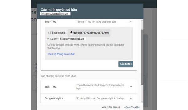 Xác minh Google Search Console 